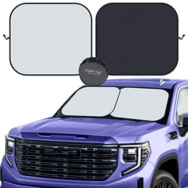 kinder Fluff Patented Windshield Sun Shade for Cars - The Only Certified Car Window Shades Blocking 99.9% UVR - Automotive Sunshades for Cars, SUV, RV, Truck & Auto Accessories - (XL) - Image 1