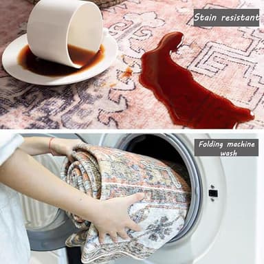 CHAMPLANT 5x7 Washable Area Rug Gray Vintage Traditional Floor Cover Foldable Thin Kitchen Accent Indoor Distressed Non Slip Carpet Floral Print Mat Bedroom Living Room Bathroom - Image 4