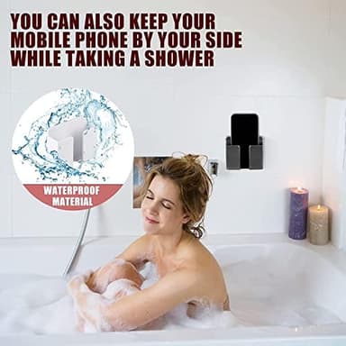 CEI&BPY 2Pcs Phone Holder Wall Mounted, Phone Stand with Self Adhesive. Phone Holder for RV Charging.Compatible with iPhone and Android (2Pack-White - Image 6