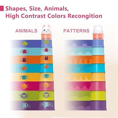 LTKFFFdp Baby Stacking Toys for Toddler 1-3, Nesting Cup Shape Sorter for Infant 6 to 12-18 Month, Learning Stackable Block, Birthday Gift for Girl Boy 9 Month - Image 6