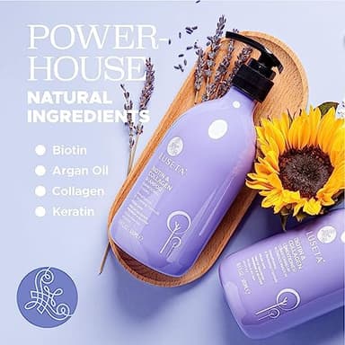 Luseta Biotin Shampoo and Conditioner for Hair - Thickening Shampoo for Thinning Hair- Infused with Argan Oil to Damaged Dry Hair - Sulfate Free Paraben Free-2 x 16.9 fl oz - Image 4