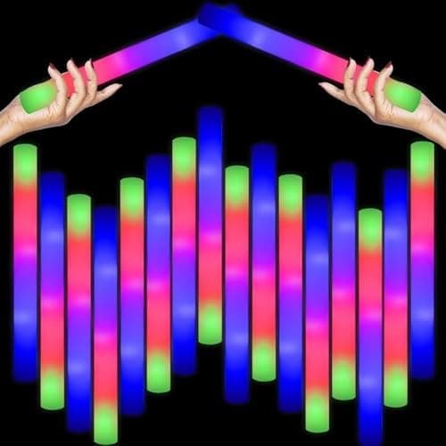 HTPREC 102Pcs LED Foam Glow Sticks Bulk,Longer Lasting Flashing,Giant Light up Foam Sticks,Glow in The Dark Party Favors for Wedding,Birthday,Concert, Parties, Camping, Sporting Events - Image 1