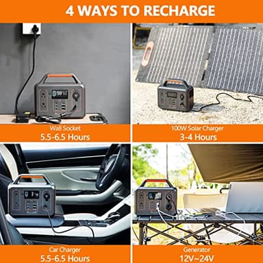 ALLWEI 300W Solar Generator with 100W Solar Panel Included, 280Wh Portable Power Station with AC Outlet USB Port, Solar Powered Battery Generator for Outdoor Camping, Home Backup, Power Outage - Image 3