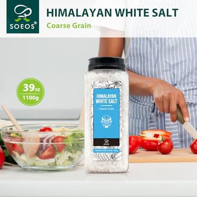 Soeos Himalayan White Salt, Coarse Grain, 39 oz (2.4 Pound), Non-GMO and Nature Himalayan Salt, Sea Salt for Grinder Refill, Healthier Table Salt Substitute (Pack of 1) - Image 3