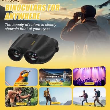10x25 Compact Binoculars for Adults and Kids, Large Eyepiece Waterproof Binocular with Low Light Vision, High Powered Easy Focus Small Binoculars for Bird Watching, Outdoor Hunting, Travel, Concerts - Image 7