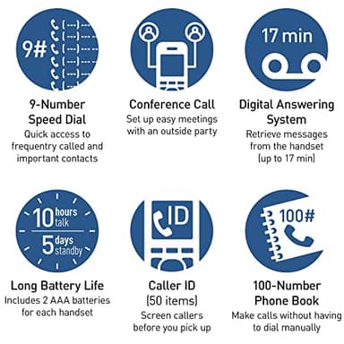 Panasonic Cordless Phone with Answering Machine, Advanced Call Block, Bilingual Caller ID and Easy to Read High-Contrast Display, Expandable System with 3 Handsets - KX-TGD833M (Metallic Black) - Image 8