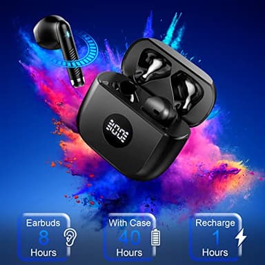 Wireless Earbuds, Bluetooth 5.4 Ear Buds LED Power Display Headphones Bass Stereo, Bluetooth Earbuds in-Ear Noise Cancelling Mic, 40H Playback Mini Case IP7 Waterproof Sports Earphones for Android iOS - Image 7