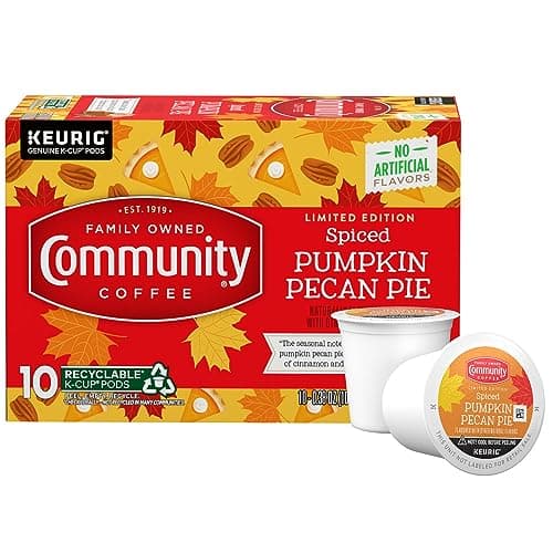 Community Coffee Spiced Pumpkin Pecan Pie Flavored Coffee Pods, 10 count, Medium Roast Compatible with Keurig 2.0 K-Cup Brewers (10 pods) - Image 1