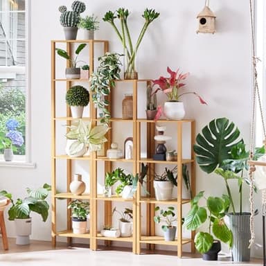 YUFAM 54in Tall Bookshelf 5-Tier Small Narrow Bookcase, Skinny Book Shelf for Small Space, Farmhouse Slim Shelf with Storage, Wood Freestanding Display Thin Bookshelves for Living Room, Natural - Image 5