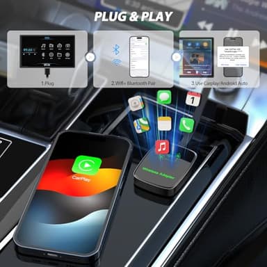 Omeyo Wireless CarPlay Adapter for Apple, Converts Wired CarPlay to Wireless CarPlay, Dongle for Wireless Control Plug & Play Carplay Fit for Cars from 2017 & for Apple iPhone iOS 10+ - Image 2