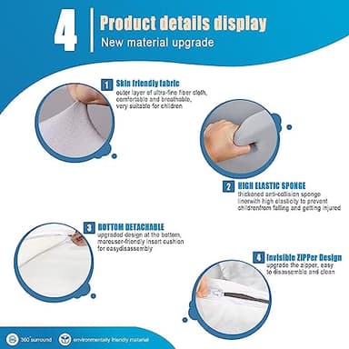 TRENDBOX Foam Ball Pit, 36" x 12" Indoor Outdoor Soft Round Ball Pool Playpen Ideal Gift Toy for Babies Kids and Toddler Children (No Balls) - Light Gray - Image 7