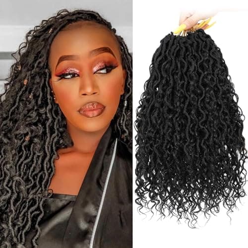 Col Bling Goddess Locs Crochet Hair 14 Inch, 8 Packs Faux Locs Crochet Hair Pre Looped for Women, Boho Crochet Locs with Curly Ends (14 Inch 1#) - Image 1