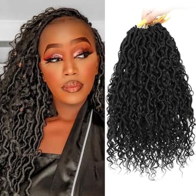 Col Bling Goddess Locs Crochet Hair 14 Inch, 8 Packs Faux Locs Crochet Hair Pre Looped for Women, Boho Crochet Locs with Curly Ends (14 Inch 1#) - Image 1