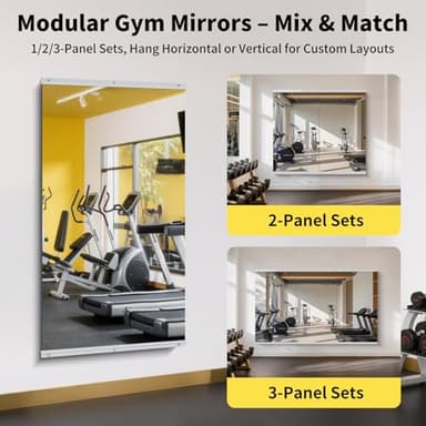 InfiniGlass Home Gym Mirror - 55x30 Inch, 3PCS Frameless Tempered Glass Full Body Mirror for Wall Mount - Ideal for Yoga, Workout, Bedroom, Dance Studio (Silver) - Image 3