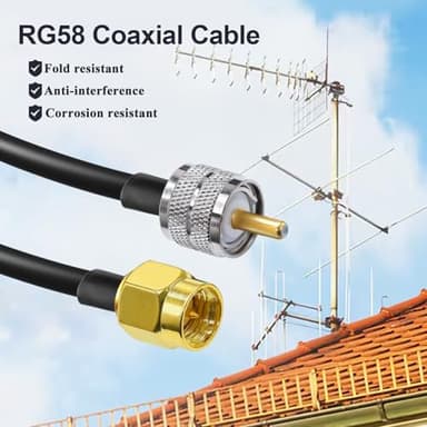 TUOLNK SMA to UHF Extension Cable RG58 12inch(30cm) SMA Male to SO239 Male WiFi Antenna Pigtail PL-259 RF Coax Assembly Cable for CB Radio Ham Radio 2 Pack - Image 3