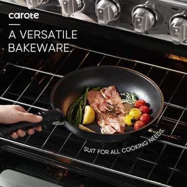 CAROTE Pots and Pans Set Non Stick, Cookware Set Detachable Handle, Nonstick Induction Kitchen Sets Non Stick with Removable Handle, RV Cook Ware, Oven Safe, Black - Image 3