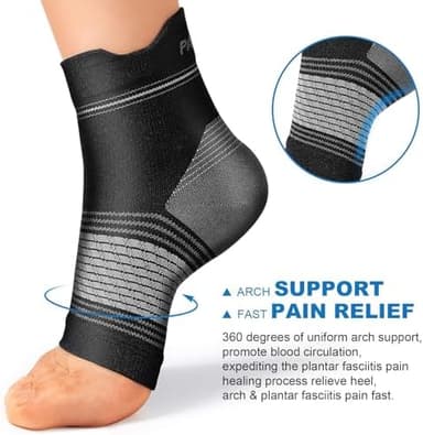 Plantar Fasciitis Sock (6 Pairs) for Men and Women, Compression Foot Sleeves with Arch and Ankle Support (Black, Large - Image 4