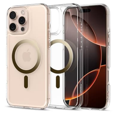 Spigen for iPhone 16 Pro Case, Ultra Hybrid MagFit [Anti-Yellowing] [Compatible with Magsafe] - Clear Gold - Image 1