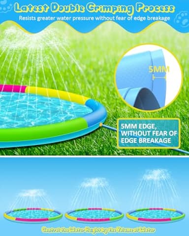 Raxurt Splash Pad for Kids and Dogs, 118'' Super Large Anti-Slip Splash Sprinkler Pad for Baby Toddler, Thicken Splash Pad Dog Pool Summer Outdoor Water Toys, 9.8FT Colorful - Image 4