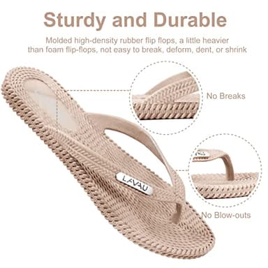 LAVAU Womens Flip Flops, Comfortable Shower Beach Thong Flip Flops Sandals, Waterproof and Anti Slip SS609-W-xing-38 - Image 3