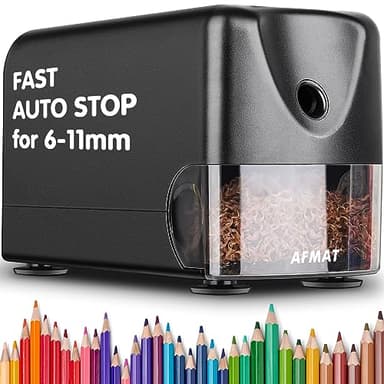 AFMAT Heavy Duty Electric Pencil Sharpener, Auto Stop Classroom Pencil Sharpeners for 6-11mm No.2/Colored Pencils, Pencil Sharpener for Large Pencils, Sharp Point, Save Pencils, Teachers Must Haves - Image 1