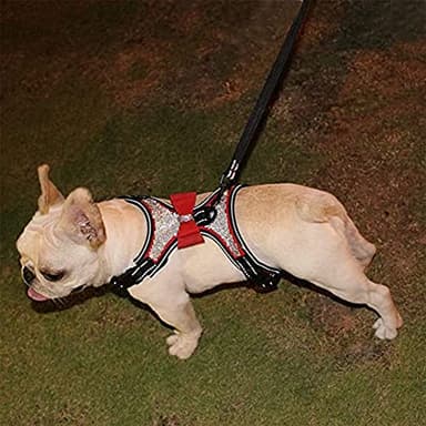 Dog Harness with Rhinestone Reflective, Cute Bling Ties Dog Harness Dog Leash, Reflective Chest Strap with Shiny Bow - Image 6