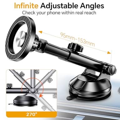 Coolpow for MagSafe Car Mount【Windshield+Vent+Dash】Magnetic Phone Holder for Car Phone Holder Mount Cell Phone Holders for Your Car Accessories Suction Cup Stand for Garmin GPS for iPhone 17 16 15 14 - Image 7