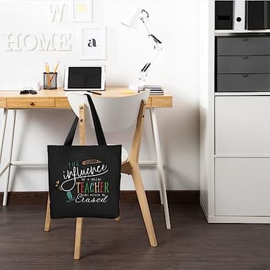 ELEGANTPARK Teacher Gifts for Women Teacher Bag for Appreciation Week Retirement Valentines Day Birthday Graduation Christmas Thank You Black Cotton Canvas Tote Shoulder Bag with Interior Pocket - Image 7