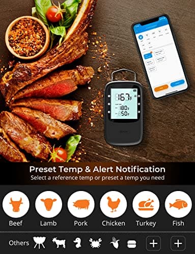 Govee Bluetooth Meat Thermometer, Wireless Meat Thermometer for Smoker Oven, Digital Grill Thermometer with 6 Probes, Timer Mode, Smart LCD Backlight BBQ Thermometer for Cooking Turkey Fish Beef - Image 4