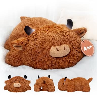 Mewaii 4 Lbs Weighted Stuffed Animals - Heavy Belly & Limbs, 23" Highland Cow Plush for a Realistic Hug, Super Soft Fluffy Plush Toy for Kids and Adults - Image 1