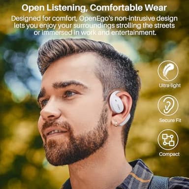 TOZO OpenEgo True Wireless Open Ear Headphone, 5.3 Bluetooth Sport Earbuds with Earhooks for 80H Playback with Digital Display, 32 EQ Modes Dual Mic Clear Call Sweat-Proof for Running Workout White - Image 6