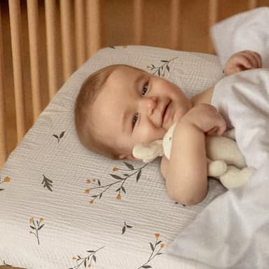 Gllquen Baby Muslin Mini Crib Sheets 3 Pack, Breathable Pack and Play Sheets Fitted Soft Cozy Cotton Pack N Play Sheets for Baby Boy Girls, Universal Fitted Mini Crib Mattresses 38"x26" (Green) - Image 2