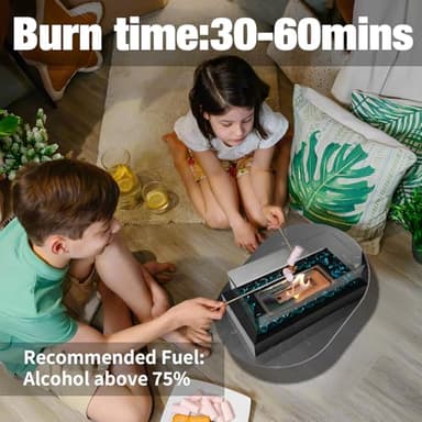 Tabletop Fire Pit Indoor Outdoor - Table Top Firepit Decor with Fire Glass Mini Small Fireplace Portable Smores Maker Decorations for Home Patio Balcony Wedding Housewarming Mothers Day Birthday Gifts - Image 6