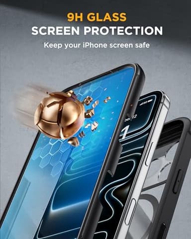 Miracase Magnetic for iPhone 17 Pro Case 6.3" [Compatible with MagSafe] Full-Body Phone Case with Built-in Glass Screen Protector & Camera Control,Drop Proof iPhone 17 Pro Cover, Black - Image 5