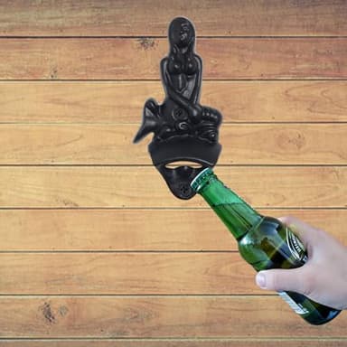 Luwanburg Black Nautical Mermaid Bottle Opener Wall Mounted Beer Cap Opener Cast Iron for Beach - Image 3