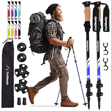 TrailBuddy Trekking Poles – Lightweight 7075 Aluminum Hiking Poles for Women, Men & Seniors – Collapsible Walking Sticks for Travel, Trails & Balance - Image 1