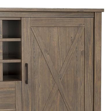 SIMPLIHOME Ela Solid Wood and Pine 54 inch x 18 inch Rectangle Transitional Sideboard with Wine Storage in Smoky Brown for The Dining Room and Kitchen - Image 10