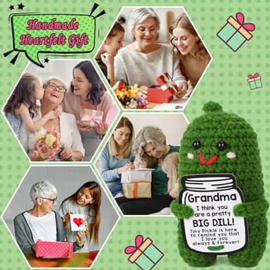 MAMAGIFTREE Funny Grandma Gifts Christmas Gifts 2025 for Grandma, Unique Stocking Stuffer Idea for New & First-Time Grandmas, Best Grandma Birthday Gifts from Grandkids, Gigi Nana Presents - Handmade Crochet Pickle - Image 7
