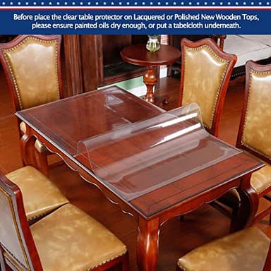 Clear Plastic Tablecloths Furniture Dining Room Table Protector Thick Protective Desk Cover PVC Vinyl Tabletop Protection Pad Easy Clean Polyester Wipeable Waterproof Plastic Cloths 42 x 60 Inch - Image 2