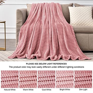 BEDELITE Baby Blankets for Boys Girls 50"x 70" - 3D Ribbed Jacquard Cute Fuzzy Fleece Blanket, Warm and Breathable Soft Cozy Throw XL Blanket, Dusty Pink - Image 7