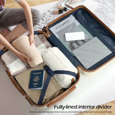 Coolife Luggage Set 3 Piece Luggage Set Carry On Suitcase Hardside Luggage with TSA Lock Spinner Wheels(Navy, 3 piece set (BP/TB/20)) - Image 4