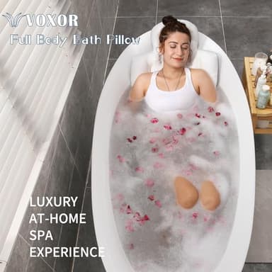 Full Body Bath Pillow for Bathtub, Thick Bathtub Cushion with Laundry Bag, Luxury Tub Pillow for Bath for Headrest Neck and Back Support White 51" x 16" - Image 2