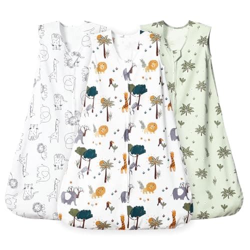 david's kids 3 Pack 100% Cotton Baby Sleep Sack 18-24 Months, Soft Baby Wearable Blankets with 2-Way Zipper, Comfy Toddler Sleeping Bags for Boys Girls Neutral, X-Large Size, Woodland Animals - Image 1
