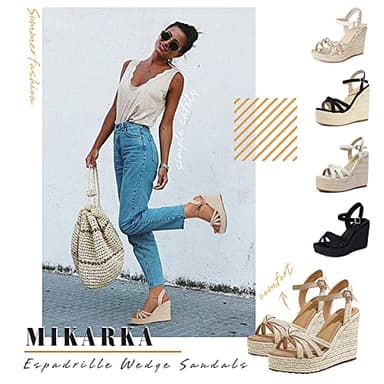 mikarka Sandals for Women 2025: Comfortable Wedge Platform Sandals Women - Braided Espadrilles for Women Ankle Strap Open Toe Wedges Heels Beach Sandals Summer Shoes - Image 2