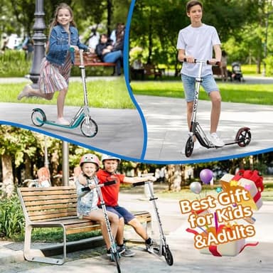 Scooter for Kids 6-12 & Adults | Adjustable Height, Foldable, Lightweight Aluminum Frame | Holds Up to 240lbs | Smooth Ride on Any Terrain - Image 7