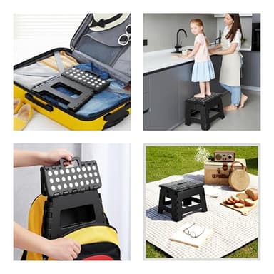 Utopia Home Folding Step Stool - (Pack of 2) Foot Stool with 9 Inch Height - Holds Up to 300 lbs - Lightweight Plastic Foldable Step Stool for Kitchen, Bathroom & Living Room (Black) - Image 6