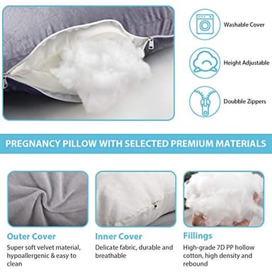 BATTOP Pregnancy Pillow for Sleeping,Full Body Maternity Pillow with Removable Washable Cover,Support for Back,HIPS,Legs,Belly for Pregnant Women - Image 7