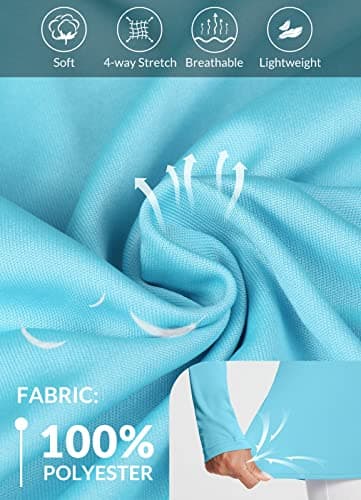 baleaf Women's Long Sleeve Hiking Shirts UPF 50+ Uv Protection SPF Fishing Tops Lightweight Quick Dry Rash Guard Swimwear Outdoor Clothes Blue Size XL - Image 4