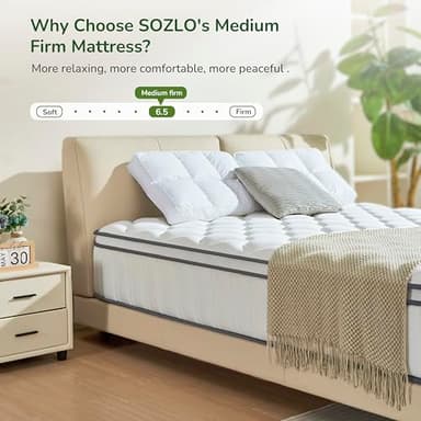 Sozlo Full Size Mattress, 12 Inch Full Mattress in a Box, Cooling Memory Foam and Individual Pocket Springs for Motion Isolation & Edge Support, Medium Firmness for Pressure Relief - Image 5