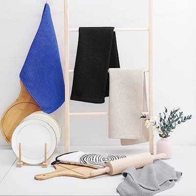 Homaxy 100% Cotton Waffle Weave Kitchen Dish Towels, Ultra Soft Absorbent Quick Drying Cleaning Towel, 13 x 28 Inches, 8-Pack, Blueberry - Image 6